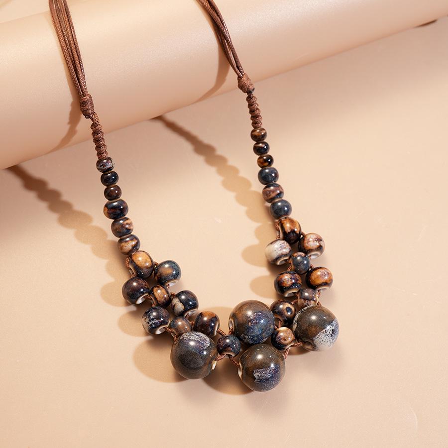 High-End European & American Multi-Layer Round Beaded Clavicle Necklace - Unique Vacation Style