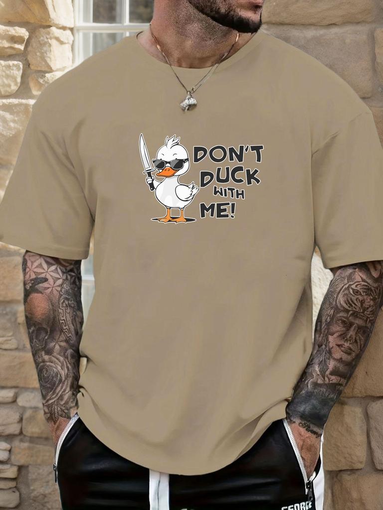 Mens DONT DUCK WITH ME Duck Print Cotton TShirt Short Sleeve Relaxed Fit Soft Breathable Classic Casual Daily Wear Trendy Top