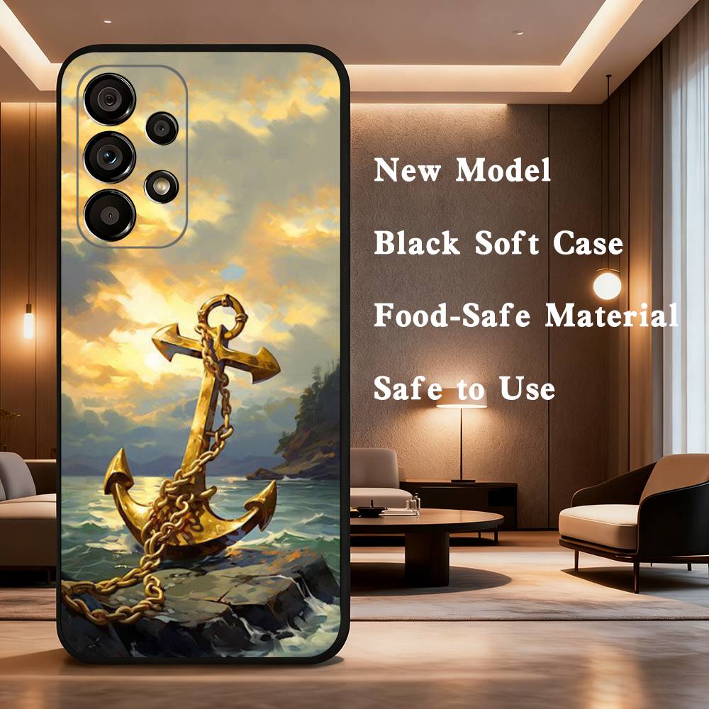 

Painting Art Anchor For Samsung Galaxy A73,31,8,9,52,J7,22,Note,72,41,71,53,32,Soft Black Silicone Cover Case SamsungA31