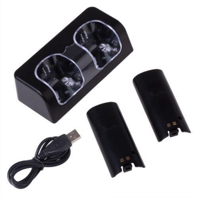 Dual Remote Charging Dock Station and 2 Rechargeable Batteries for Wii