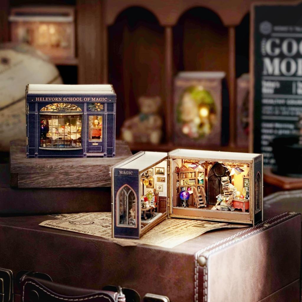 ZKEIZU DIY Wooden Dollhouse Kit with LED Miniature Handmade Home Gift Lights, Model, Craft, Decor, (Magical Fate)