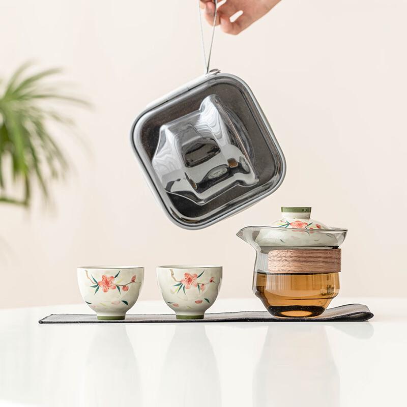 Portable Glass & Ceramic Travel Tea Set