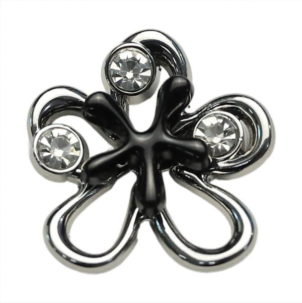 Xiaoxiang Elegant Wind Metal Button With Diamond Large Flower Silver Black Button Jacket Double-Sided Nylon Coat Button