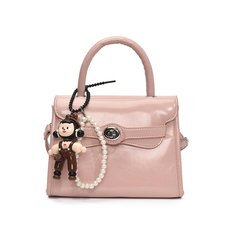Fashion New French Simple Style High-end Sense Portable Small Square Bag Casual Versatile Commuter Solid Color PU Messenger Bag Women