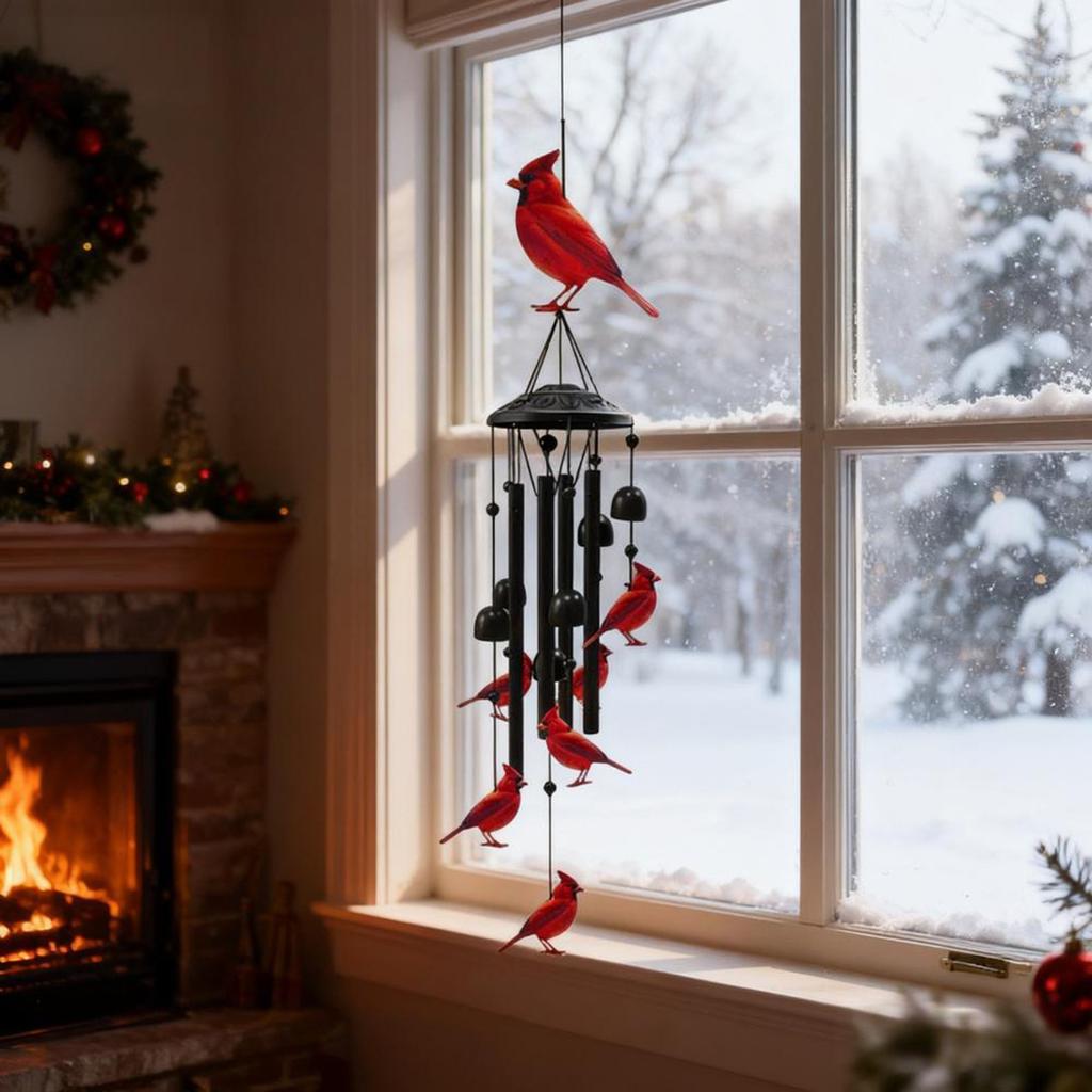 Christmas Wind Chimes Decoration, Indoor And Outdoor Red  Wind Chimes, Metal Wind Chimes For Indoor, Outdoor, Garden And Courtyard Decoration