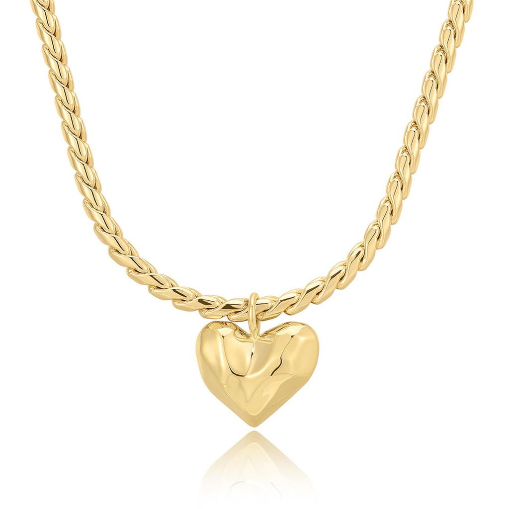 European and American retro chain love pendant necklace lava heart irregular face street retro color preservation