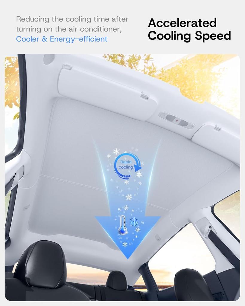 Sunshade Roof for Tesla Model Y Juniper 2025 Never Sag Nano Ice-Crystal Heat Insulation Glass Roof Shade Model 3 Highland 2024