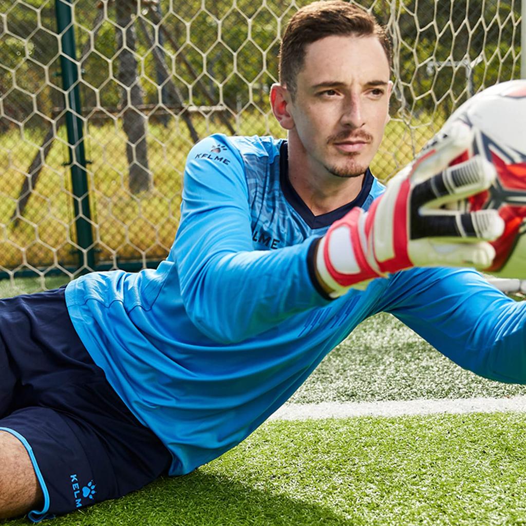 Kelme Soccer Uniform, Goalkeeper Wear, Long Sleeve, Soccer Goalkeeper Training Wear, Unisex, Sky Blue, Size 2XL