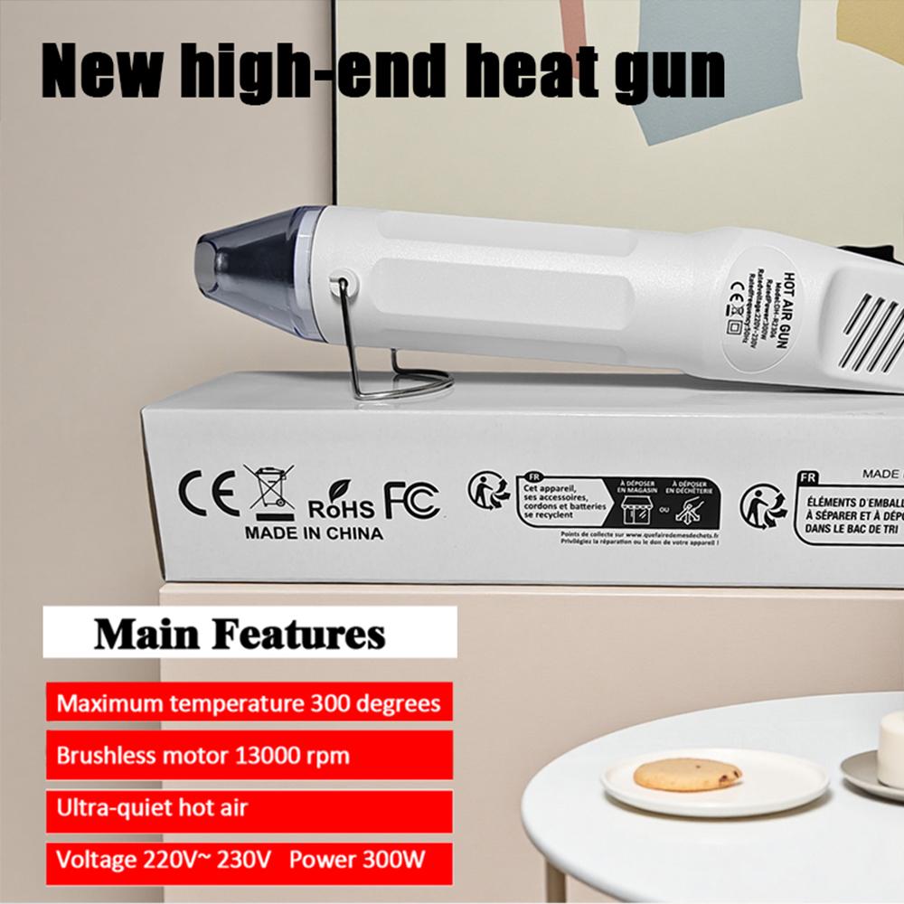 300°C 220V Hot Air Gun DIY Tool Heat Electric Power Tool Mini Soldering Temperature Crafts Blower with Supporting Seat Shrink