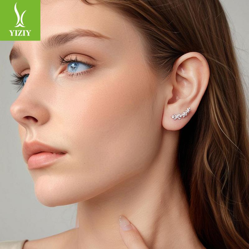 S925 Sterling Silver Sparkling Four-Leaf Clover Lucky Stud Earrings Women'S Premium Leaf Stud Earrings