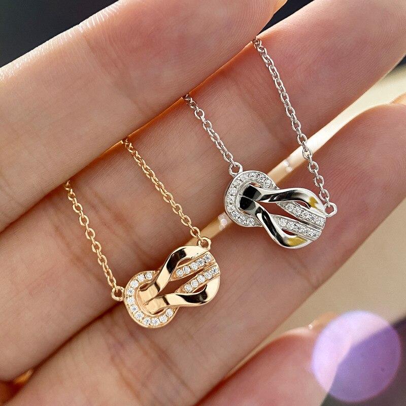 Creative Pendant Necklace For Women Aesthetic Mini Zircon Silver Color Neck Chain Fashion Korean Jewelry Accessories Gift KBN224