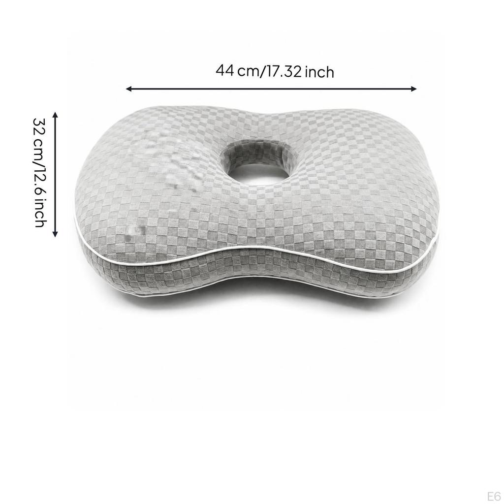 Ear Hole Pillow Vacuum Compressible Side Sleeping with Checkerboard Textured Aid