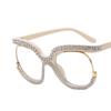 Fashion Cat Eye Glasses with Rhinestones Vintage Trendy Design Oversized Eyeglasses Women for Decoration