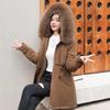 Mode Winterjacke Frauen Warmer Mantel Lange Weibliche Jacke Damen Parka Wintermantel Frauen Kragen Mit Kapuze Outwear