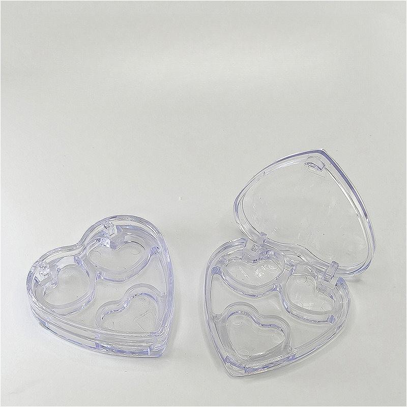 10pcs Heart-Shaped Tri-Color Empty Makeup Palette, PS Plastic Refillable Case for Blush Highlighter & Lipstick
