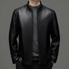 Spring, Autumn and Winter New Men's Leather Jackets, Middle-aged Men's Casual Slim Business Stand-up Collar Sheepskin Jackets Thick Coats