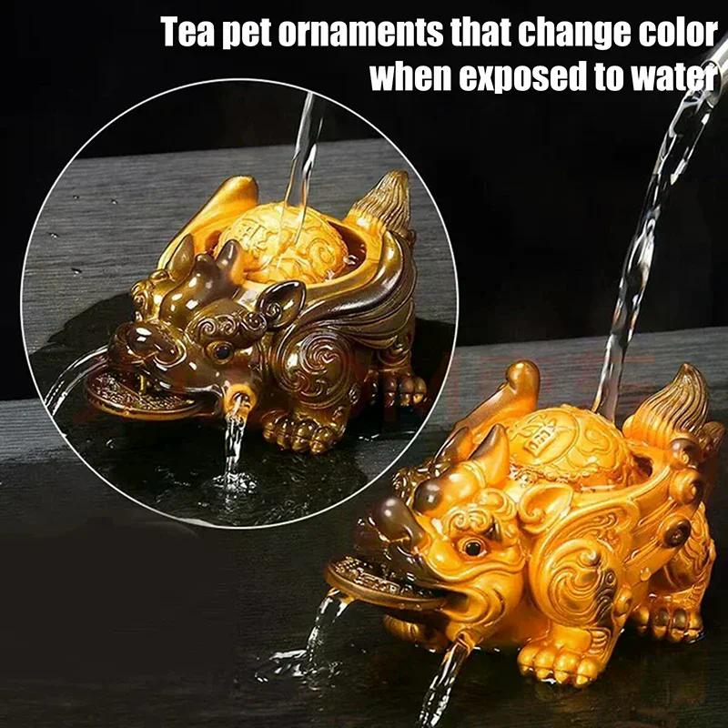 1PC Boutique Tea Pet Water-spraying Pixiu Tea Pet Ornament Handmade Tea Ceremony Tea Game Financial Tea Table Gift