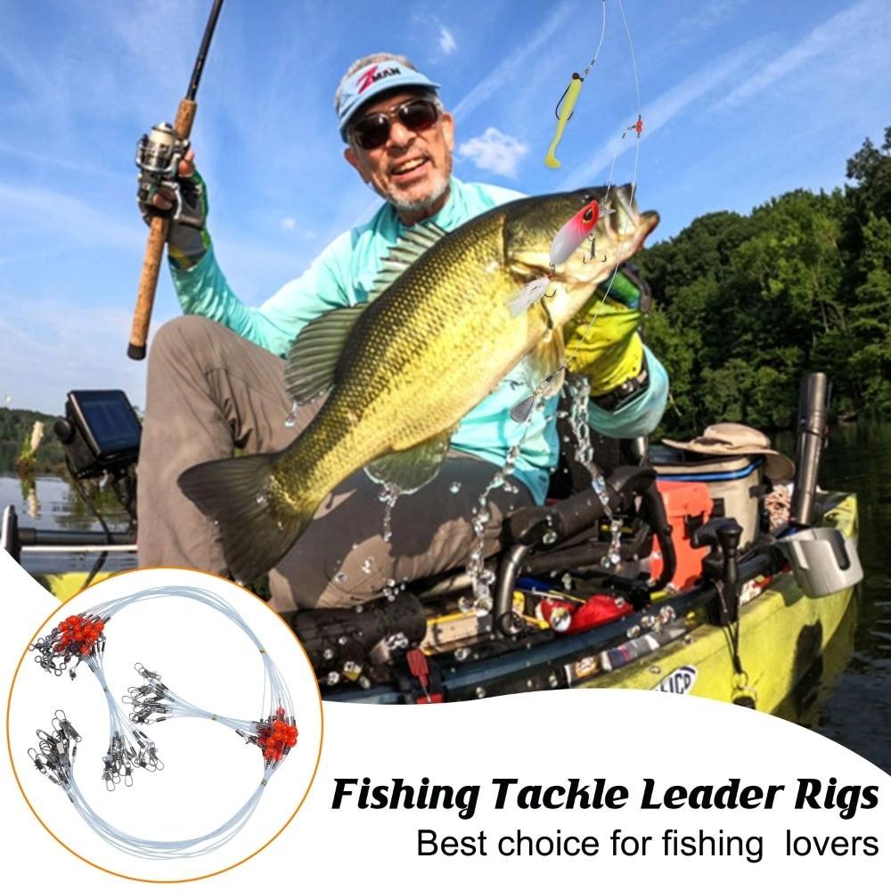 6pcs Stainless Steel Fishing Leader Rigs Fishing Wire Fishing Rigs with Snap Perch