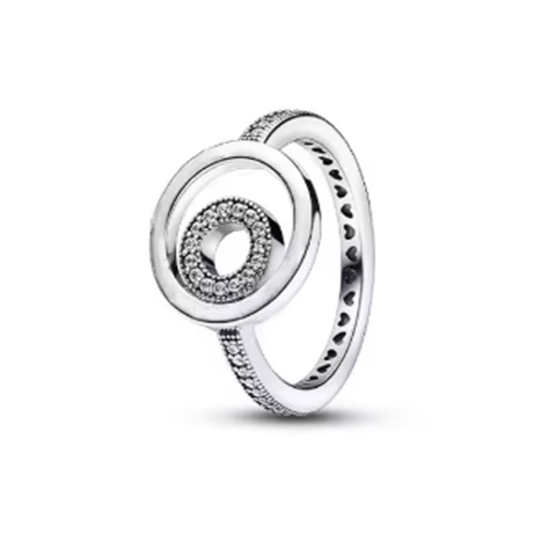 New 925 Silver Sparkling Bow Double Hearted Zircon Ring for Women DIY High Quality Wedding Jewelry Gifts