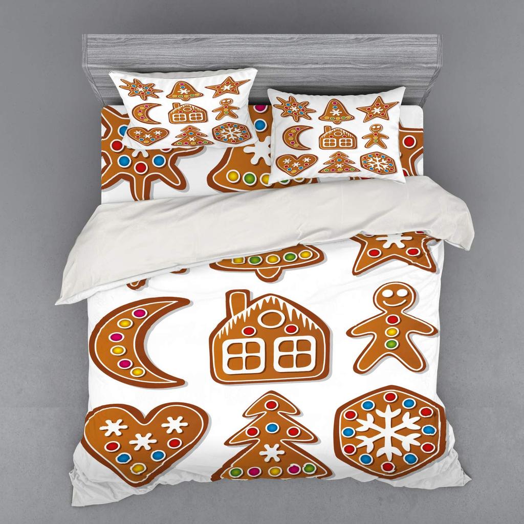 Gingerbread Duvet Cover Sets for Kids Queen Quilt Covers Lightweight Down Bedroom Decor 2 Pillowcases 1 Duvet Cover No Comforter
