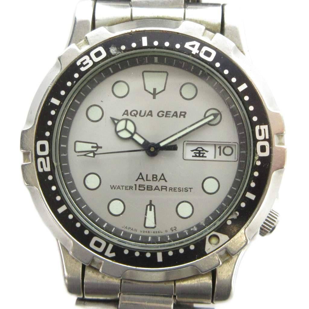 SEIKO SEIKO ALBA Alba V348-6130 AQUAGEAR часы дайверские часы кварцевые день дата с календарем серебристый цвет GY18 /MQ