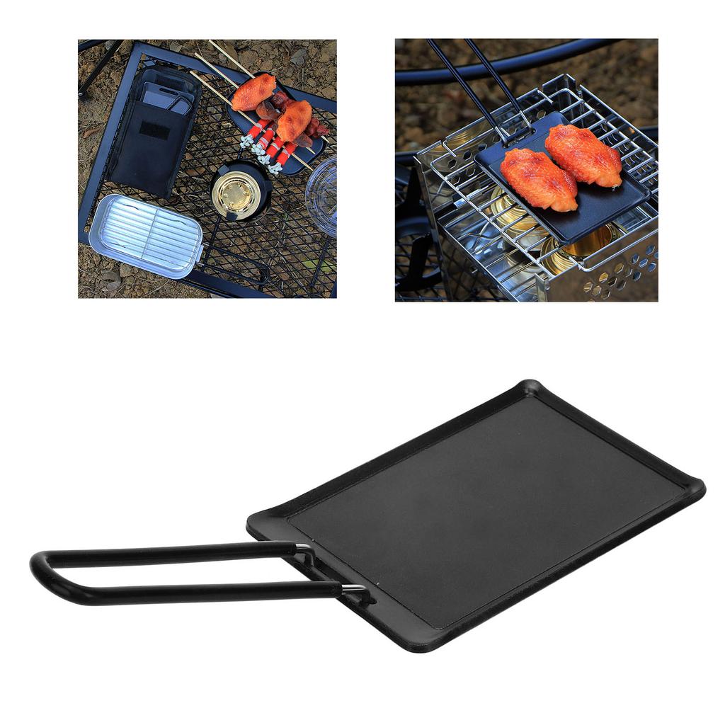 Tragbare Grillpfanne mit Griff Antihaft-Grillplatte Camping-BBQ-Grillpfanne für Draußen