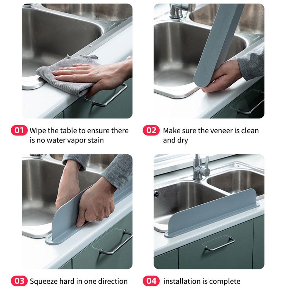 Silicone Sink Baffle Splash Guard With Suction Cups Non Slip Water Dam For Washing Dishes And Vegetables Adhesive Partition
