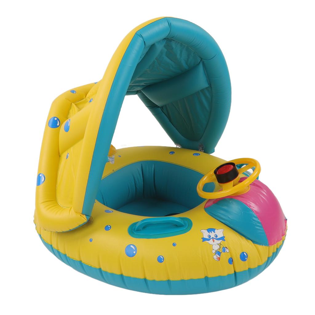 Baby Swim Ring Seat Detachable Sunshade Kid Swimming Ring with Steering Wheel