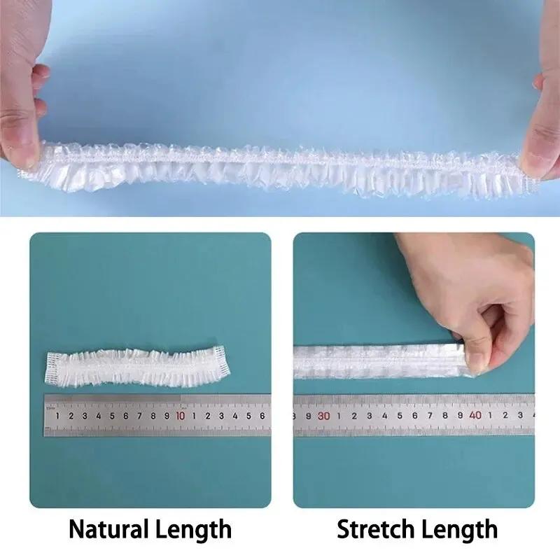 50/100Pcs 40/42cm Disposable Children Shower Cap for Hair Elastic Mesh Shape Plate Plastic Wrap Cover Food Grade Food Cover