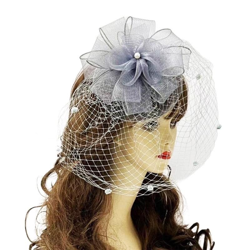 Elegant Black Fascinator Hat With Net Flower and Hair Clip Headpieces Unique Hair Accessories for Women Girls