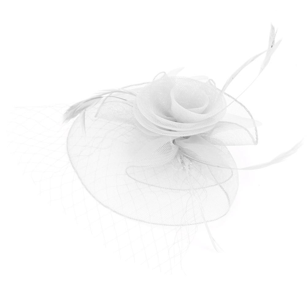 Ladies Gauze Hat Bridal Wedding Birdcage Fascinator Hair Accessory (Red)