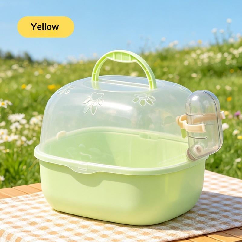Portable Transparent Handheld Hamster Hare Cage With Transparent Cover Leakproof Water Bottle Handle Outdoor Hamster Home