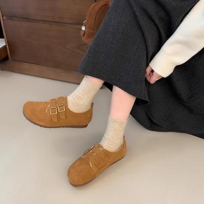 Chaussures pour femmes Sangle à boucle Ballerines pour femmes Mode Bout rond Chaussures plates décontractées Vente chaude Ballerines unies à petits talons
