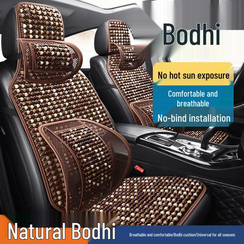 Universal Ventilated Car Seat Cushion with Cool Wood Beads, Breathable for All Seasons
