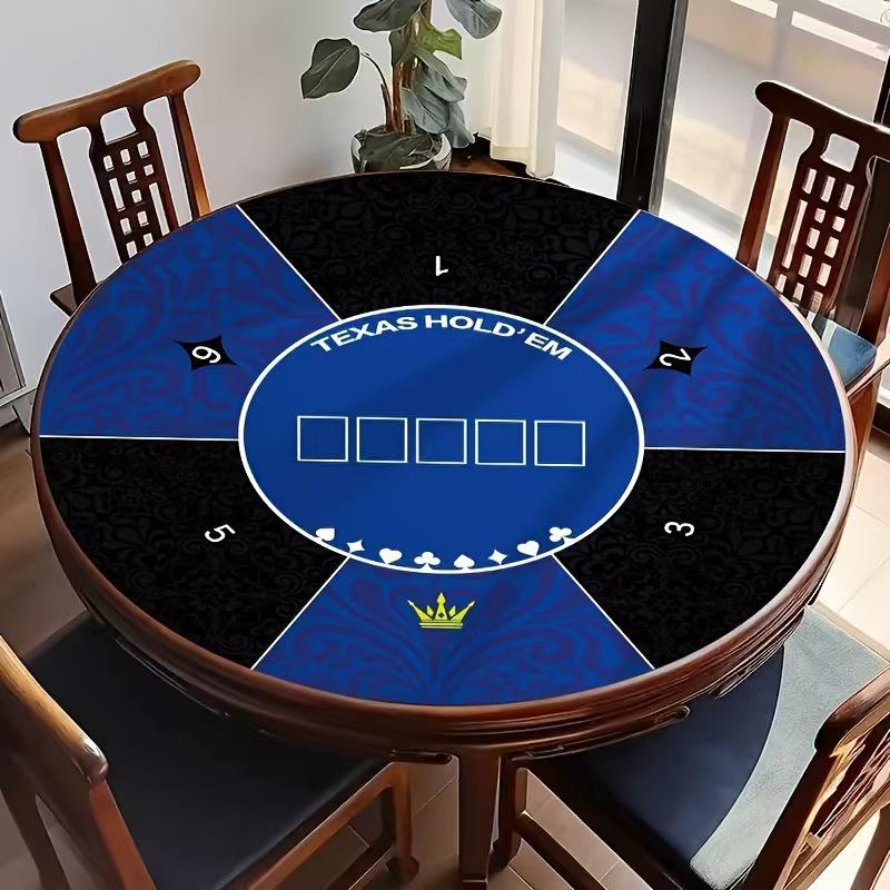 Texas Hold'em Round Poker Table Cloth - Stain-Resistant, Non-Slip Crystal Velvet