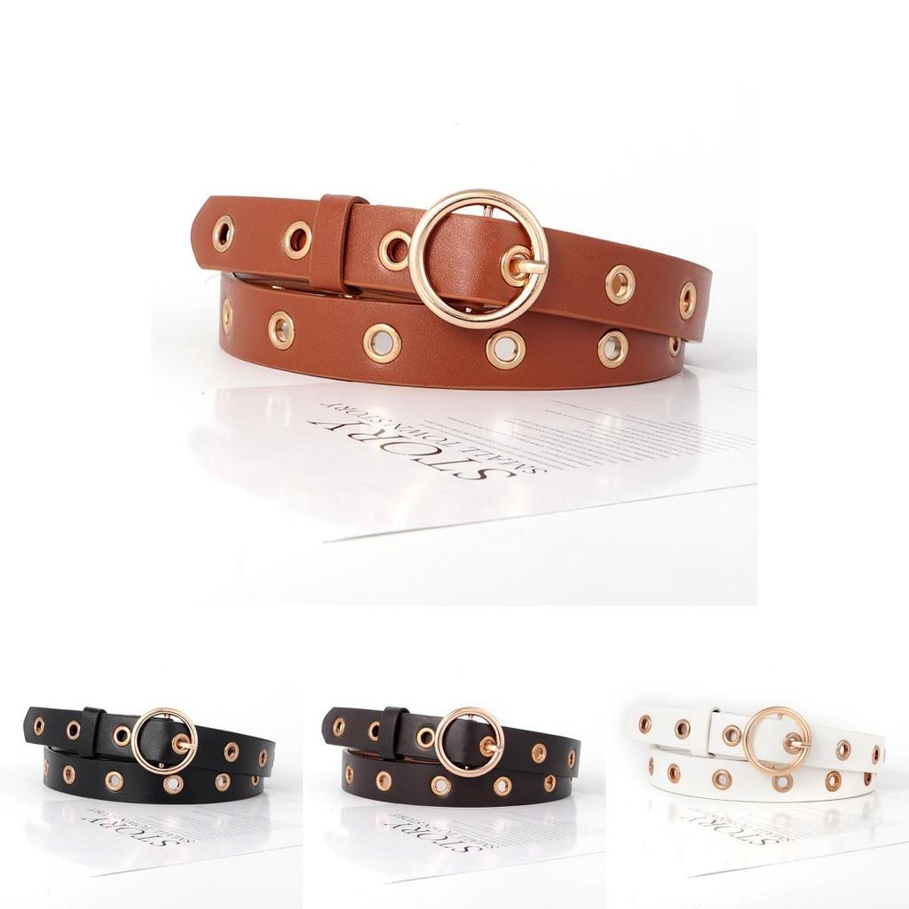 Versatile Pu Leather Belt For Women With Punching Detail And Buckle Metal
