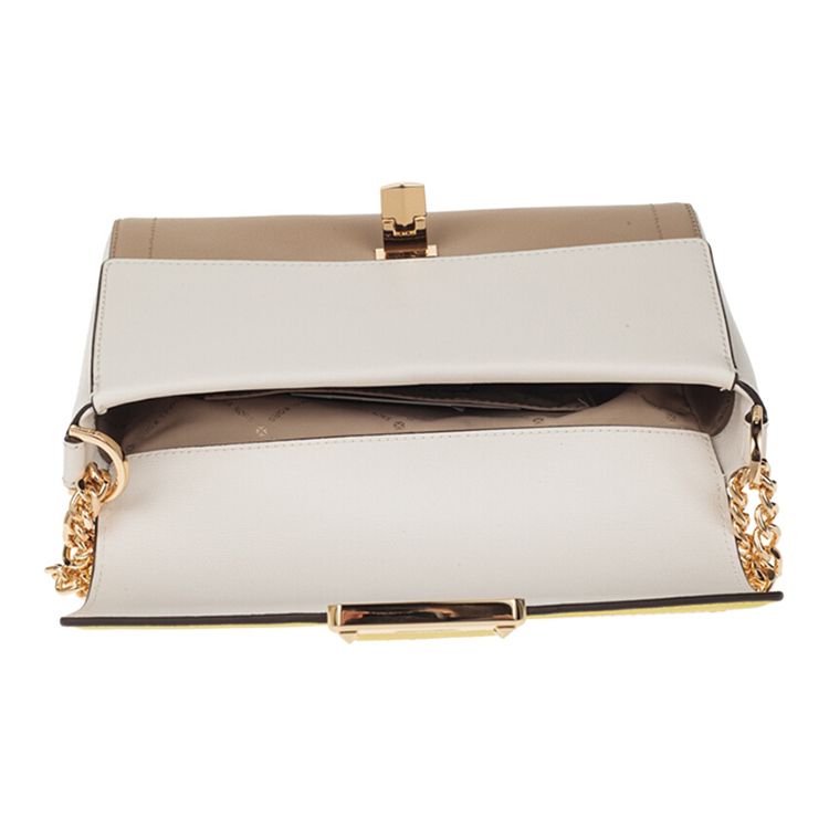Michael Kors Kinsley Flap Commuter Chain Leather Shoulder Crossbody Bag Women Bags Khaki 35S0GYKF2T-BISQUE-MULTI