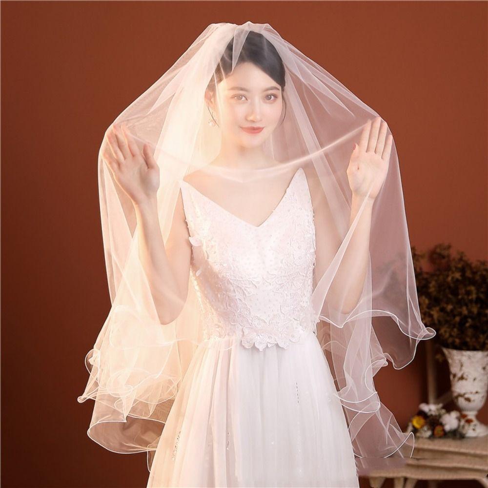 Short Wedding Veils Two Layer Bride Head Gauze New Bridal Veil  Bride Accessories