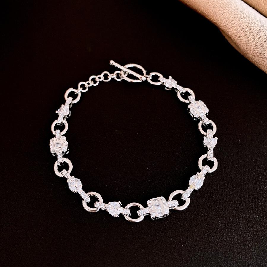 French simple personality geometric square zircon splicing bracelet light luxury bracelet exquisite jewelry women