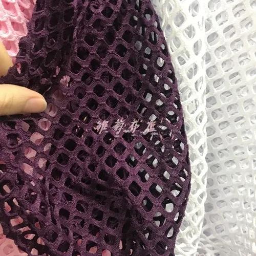 Tessuto a Rete Elastica Traforato Maglia Larga a Rombo Materiale Rete da Pesca per Costumi Fai-da-te Abiti Cucito Tessuto da Palco Sottile Morbido
