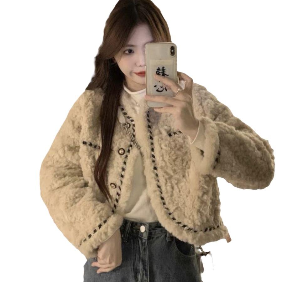 Autumn and winter new imitation rabbit fur small fragrant women's coat temperament Maillard warm plush top