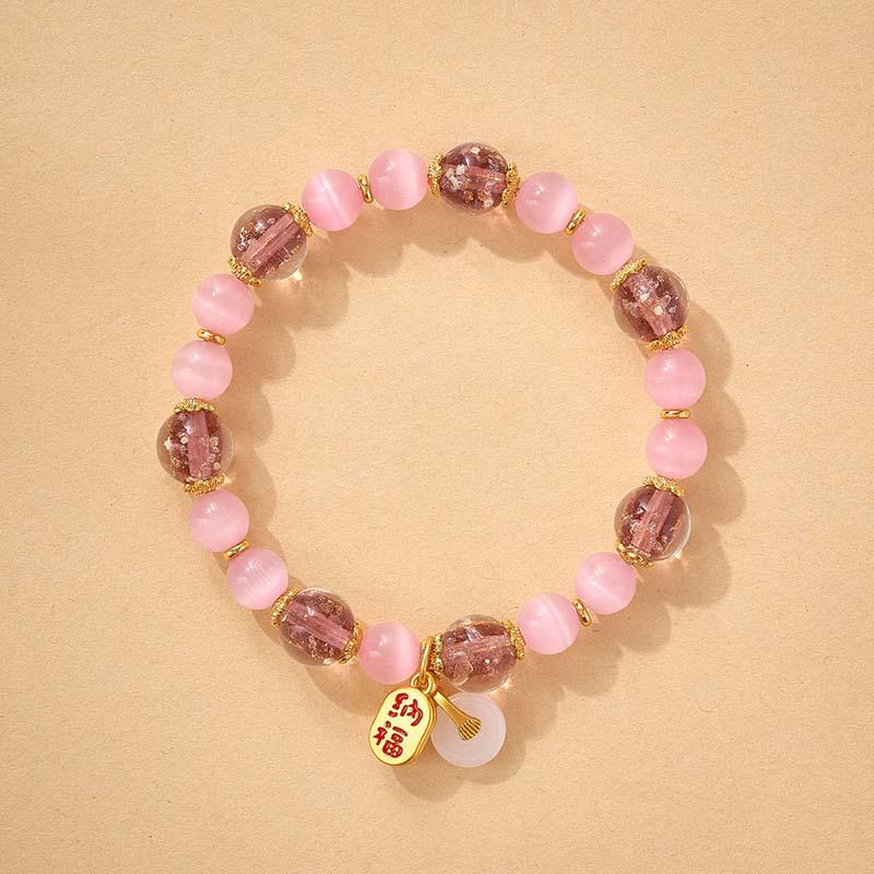 Luminous Cat's Eye Ash Glass Bracelet: Women's Luck-Changing Crystal Ornament