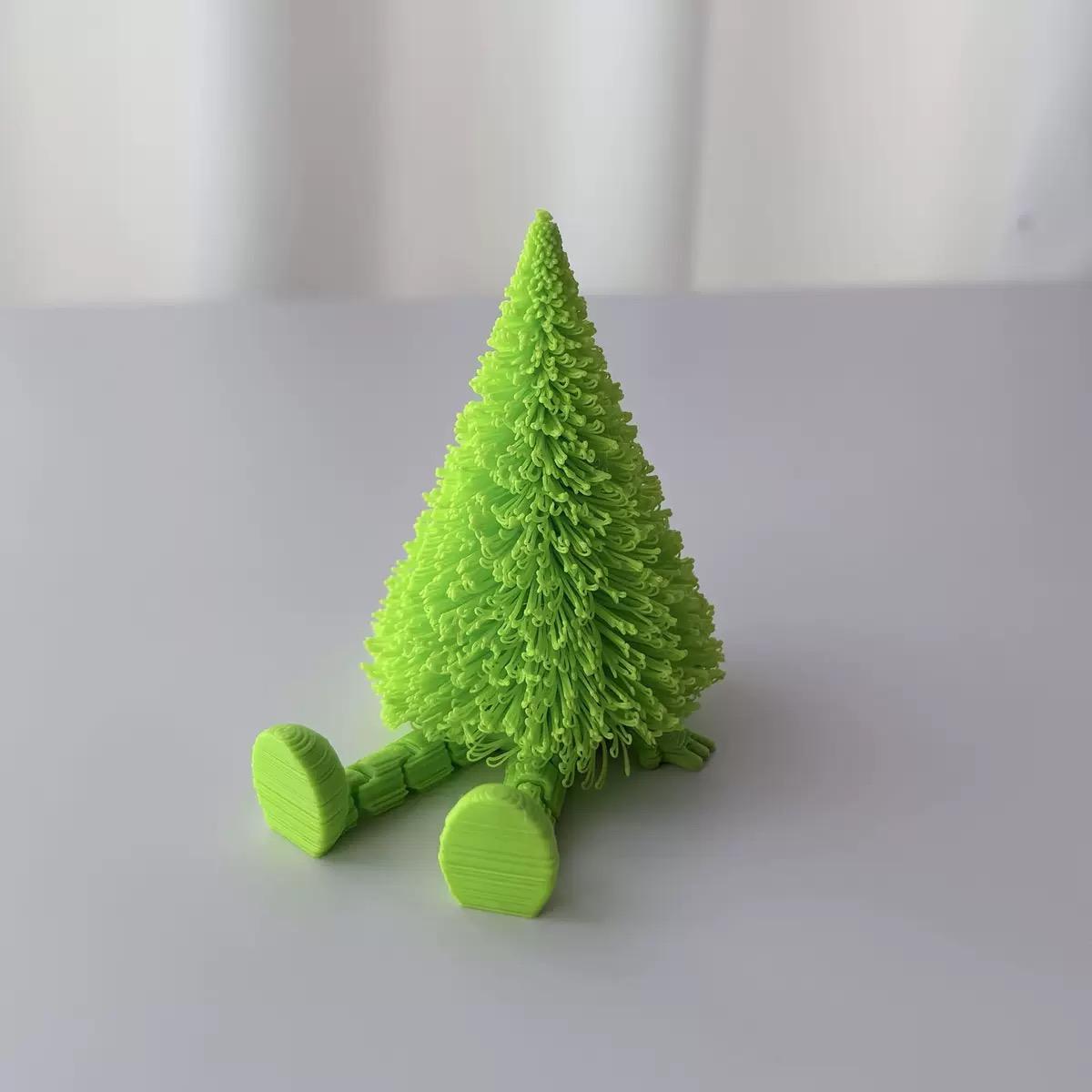 

Poseable 3D Printed Christmas Tree - Movable Joints, Stable Base, Red/Gold, Durable Resin Decor for Home/Office зелёный