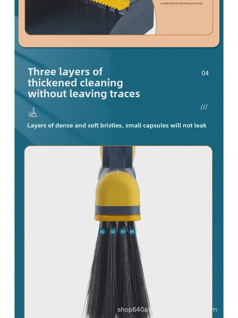 Rotating Broom & Dustpan Set with Soft Bristles – Compact Household Cleaning Tool