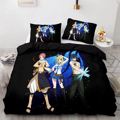 New Anime Fairy Tail Black Beding Set 3D Printed Suitable for Bedrom Soft Duvet Cover Set With Pilowcases Children Kids Home Textile