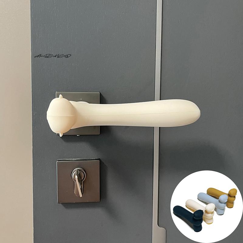 Silicone Door Knob Cover Anti-Collision Protective Glove Wall Protectors Home Accessory with Static Mat for Door Handles