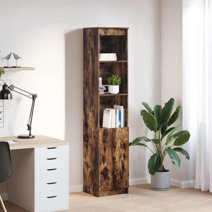VidaXL Buffet haut chêne fumé 37,5x35x180 cm bois d'ingénierie, armoire, armoire latérale, armoire de rangement haute, 861674