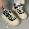 Niche design muffin platform denim canvas shoes casual heightening bread shoes couple big head shoes