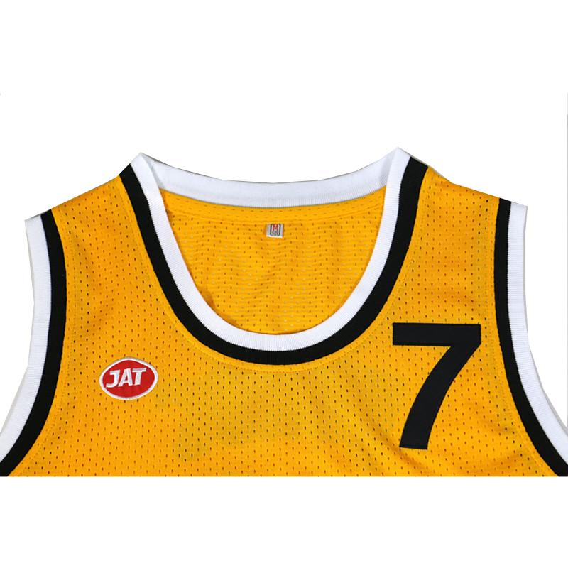 JUGOPLASTIKA 7 Kukoc Maglia da Basket Gialla Sportswear da Esterno di Alta Qualità con Ricamo Ventilazione per Appassionati di Sport