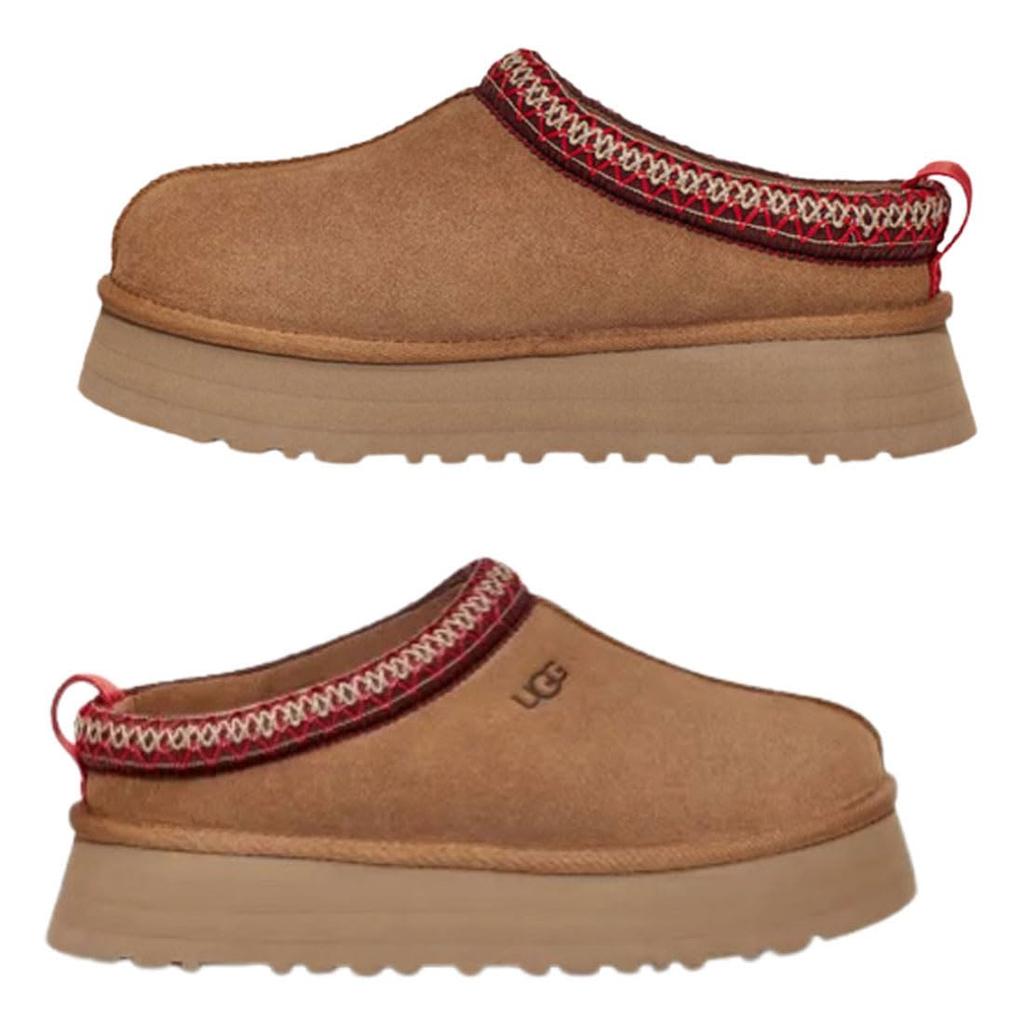 UGG TAZZ Chestnut Shearling Platform Suede Size US6 1122553 Women's Slippers, Clogs, (23.0cm), [Used]